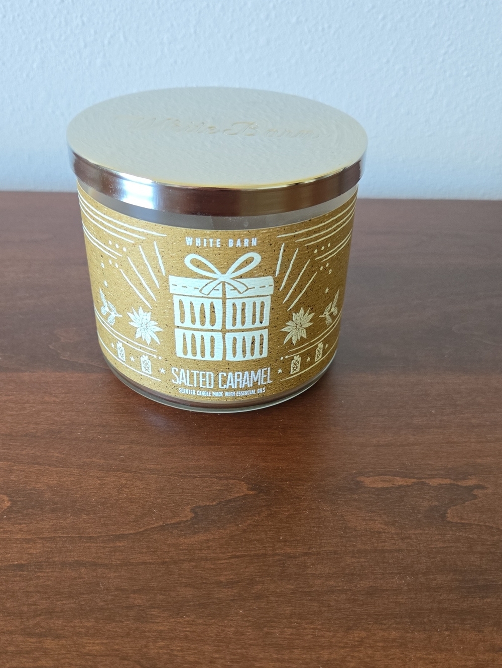 White Barn Salted Caramel Candle - Gold and White 3-Wick